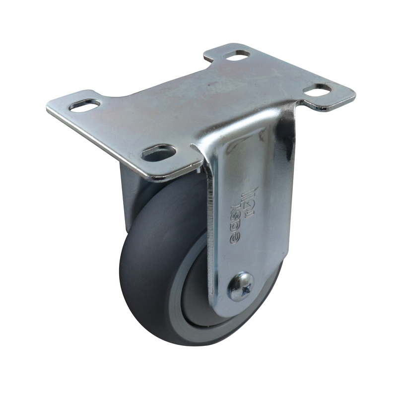 Easyroll 75mm Grey Rubber Fixed Plate Mount Castors G6 Series 90kg 1pc 5089