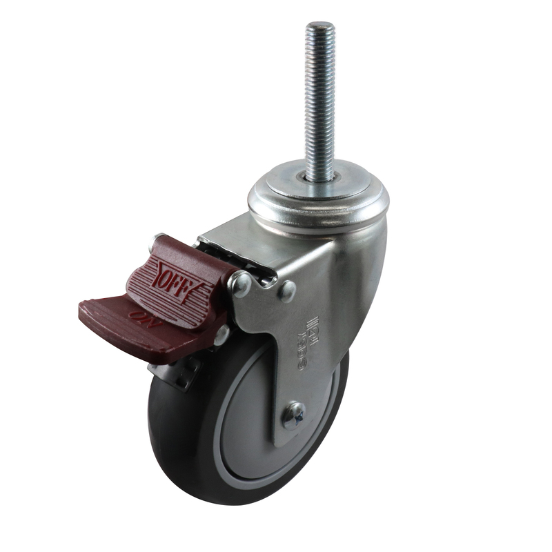 Easyroll 100mm Urethane Swivel Brake Bolt Hole Castors G6 Series 120kg 1PC