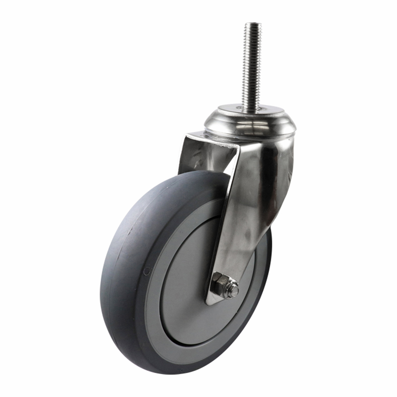 Easyroll 125mm Grey Rubber Swivel Threaded Stem Castors G7 Series 100kg 1PC