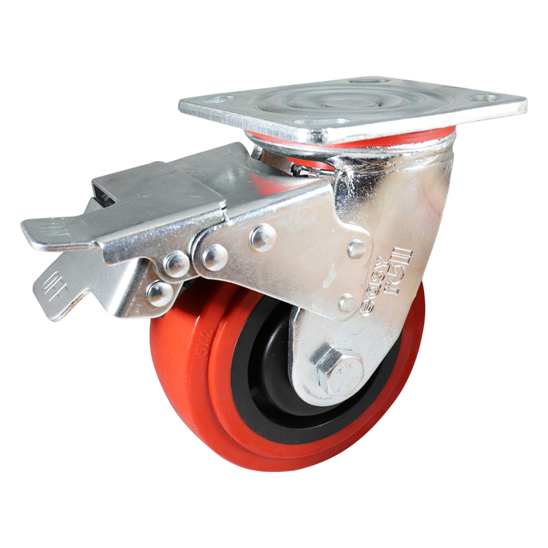 Easyroll 125mm Urethane Swivel Brake Plate Mount Castors J2 Series ...