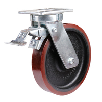 Easyroll 250mm Urethane on Cast Iron Swivel Brake